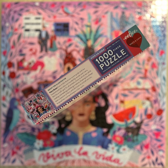 EUC [eeBoo] Viva La Vida Puzzle <1000 Piece & Love> Frida Kahlo Jigsaw + Poster - Picture 3 of 16